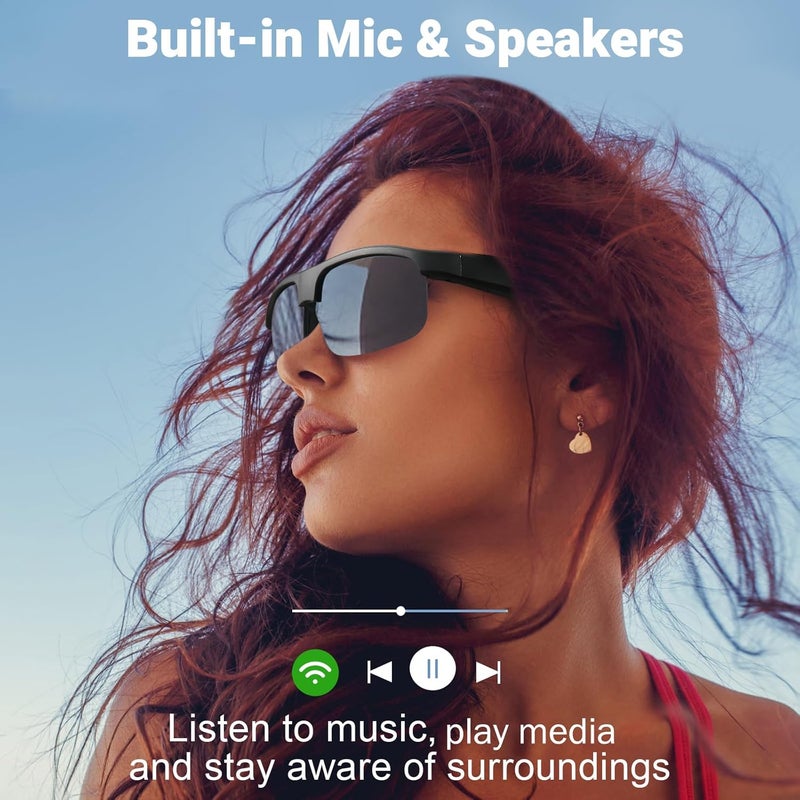 LVTEL Smart Glasses, Polarized Bluetooth Sunglasses, Built-in Mic & Speakers, Voice Assistant, UV Protection Audio Sun Glass - Image 3